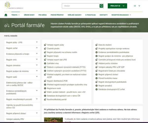 Portál farmáře – praktický průvodce